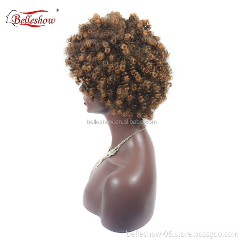 Hot sell wholesale cheap Europe and  popular small roll short hair head wig hat Hot selling African short curly wigs